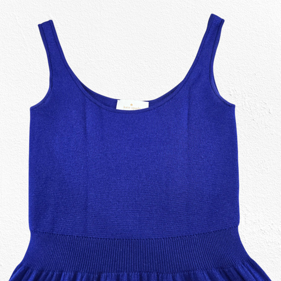 Kate Spade Cobalt Blue Wool Fit & Flare Dress Scoop Neck Knit 2010s Size XS - Picture 4 of 8